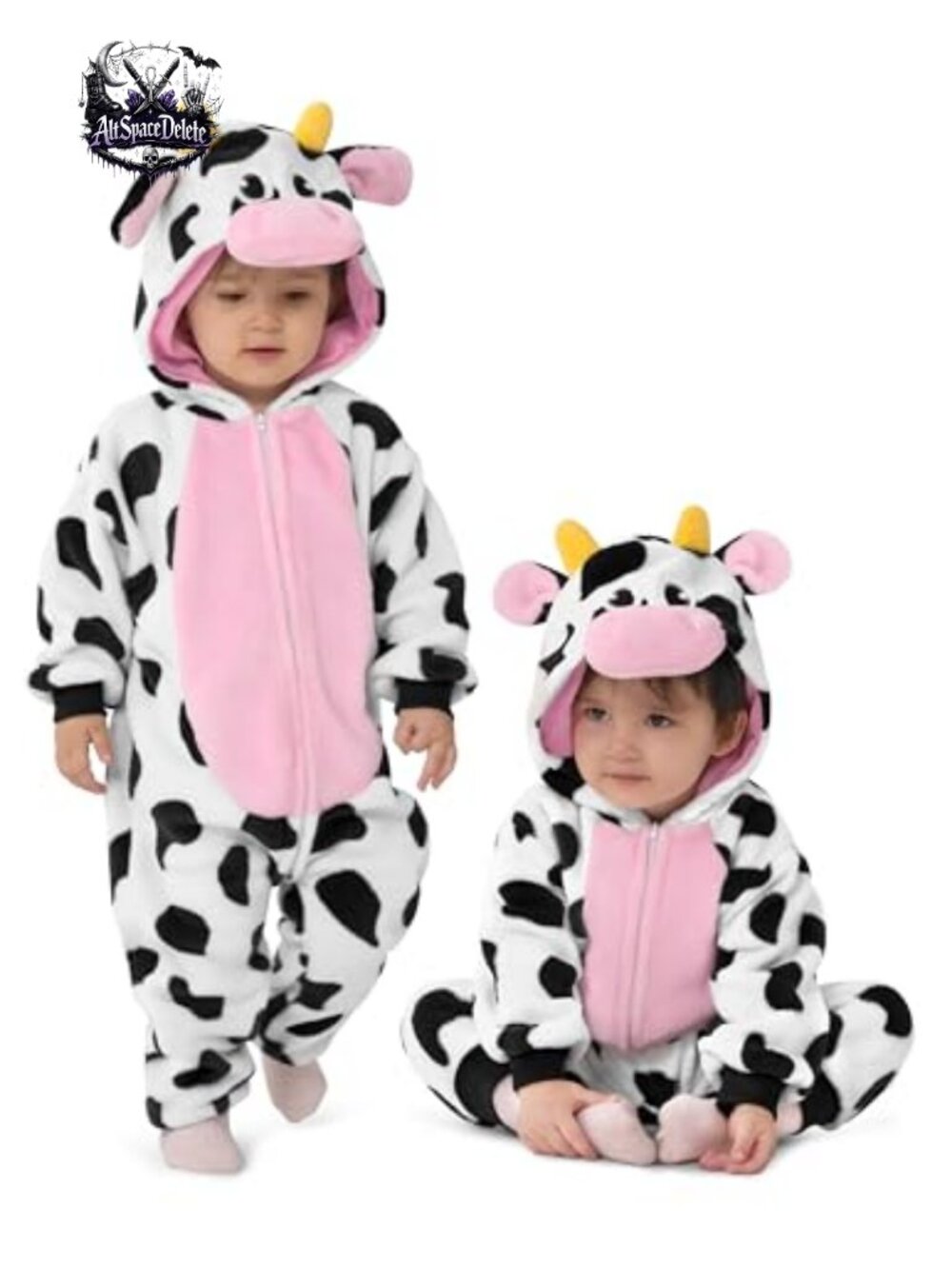 Baby Animal Cow Hooded Jumpsuit Flannel Halloween Costume